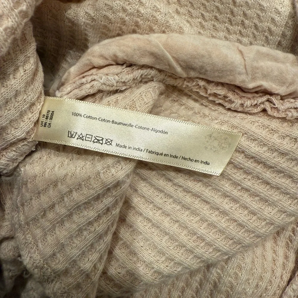 Free People One Scout Jacket Shacket Waffle Thermal Knit Slouchy Nude Sand - Picture 11 of 16
